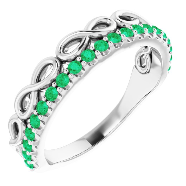 Natural Emerald Infinity-Inspired Stackable Ring