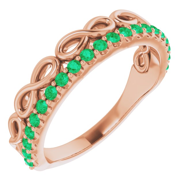 Natural Emerald Infinity-Inspired Stackable Ring