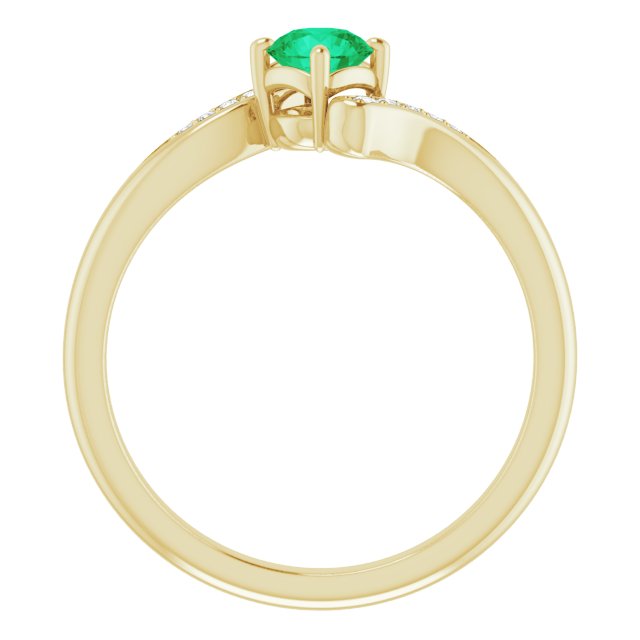 Round Natural Emerald & .04 CTW Natural Diamond Ring