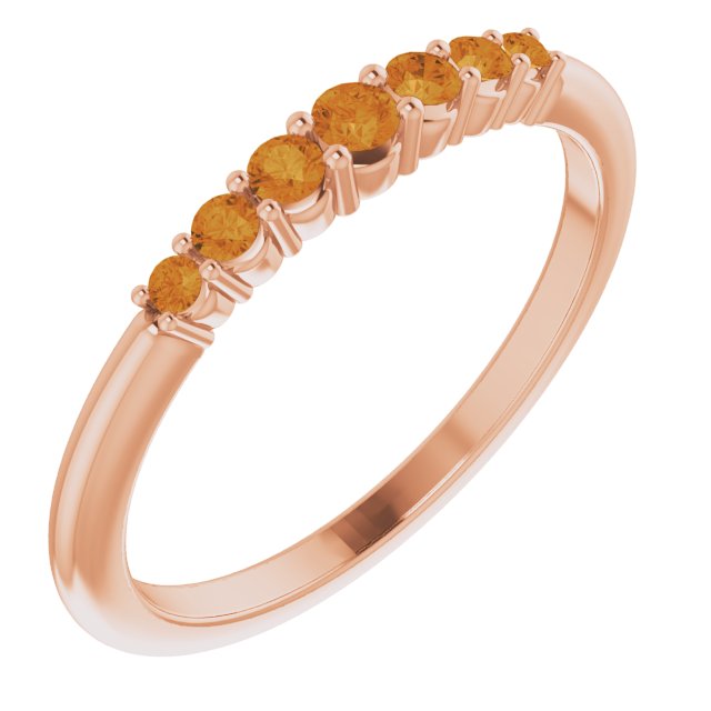 Round Natural Citrine Stackable Ring