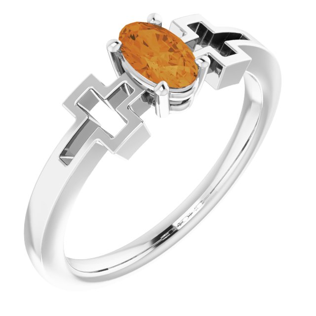 Oval Natural Citrine Youth Cross Ring