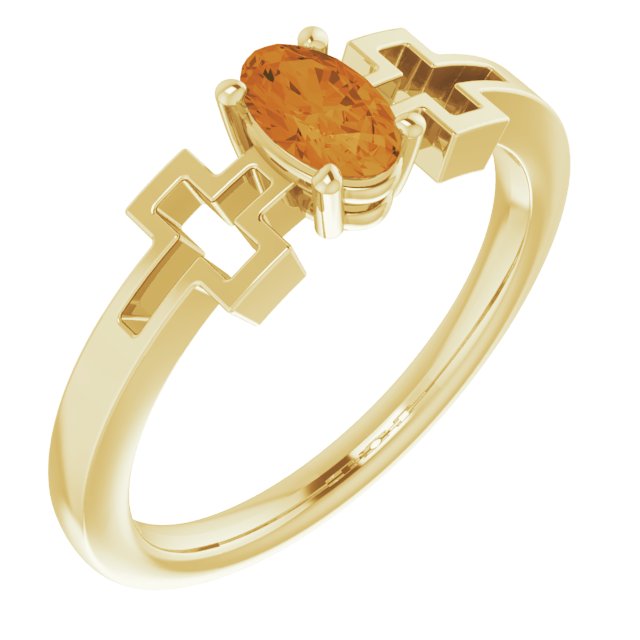 Oval Natural Citrine Youth Cross Ring