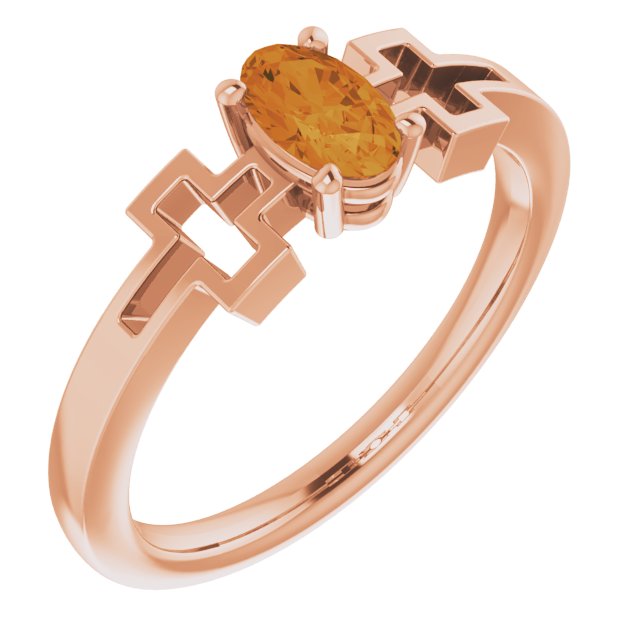 Oval Natural Citrine Youth Cross Ring