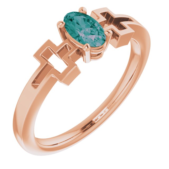 Oval Lab-Grown Alexandrite Youth Cross Ring