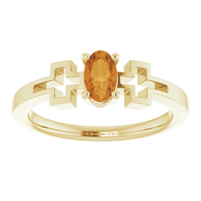 Oval Natural Citrine Youth Cross Ring