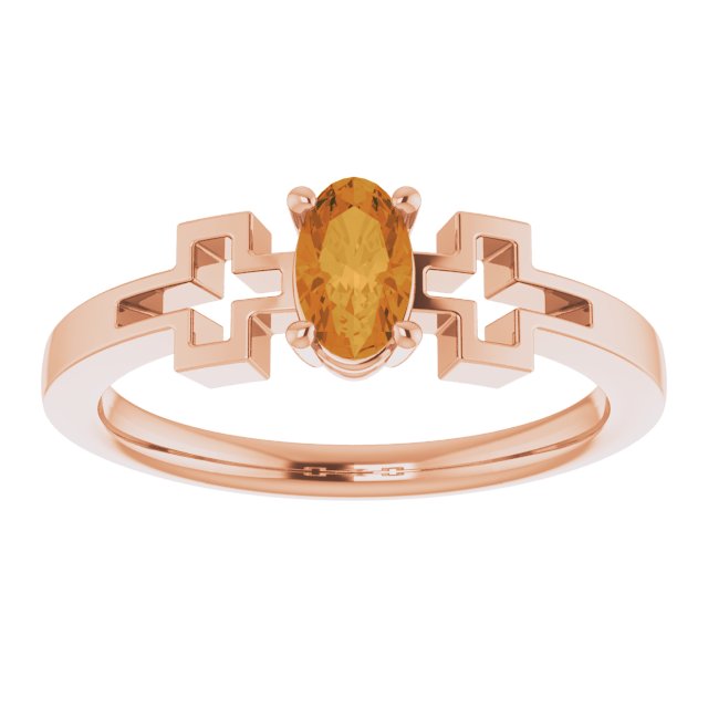 Oval Natural Citrine Youth Cross Ring