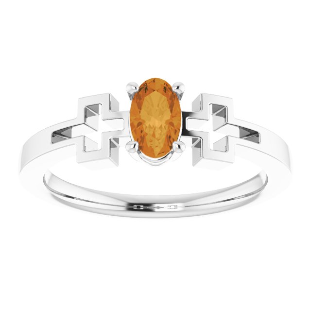 Oval Natural Citrine Youth Cross Ring