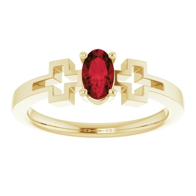 Oval Natural Mozambique Garnet Youth Cross Ring