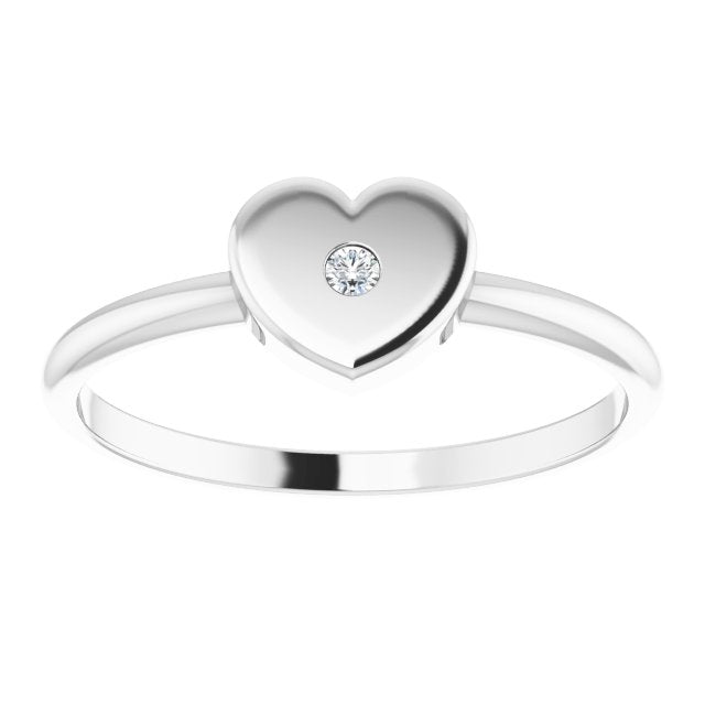 .01 CT Diamond Solitaire Heart Youth Ring
