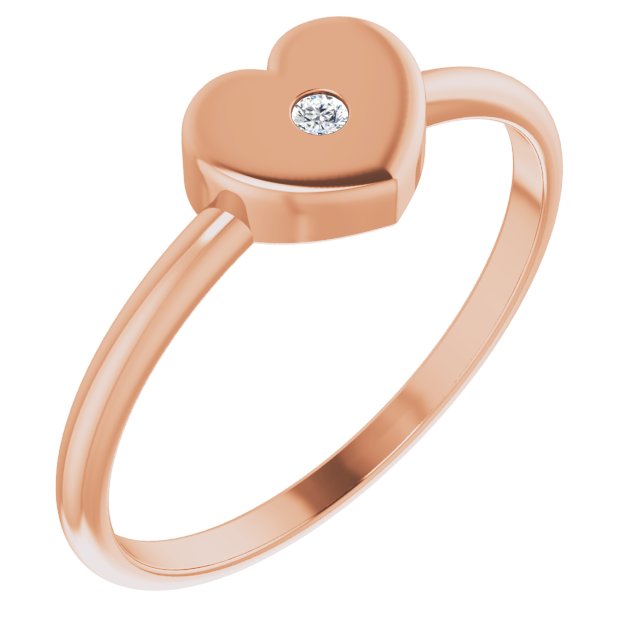 .01 CT Diamond Solitaire Heart Youth Ring