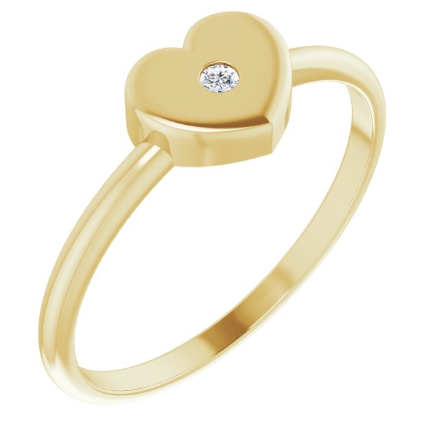 .01 CT Diamond Solitaire Heart Youth Ring