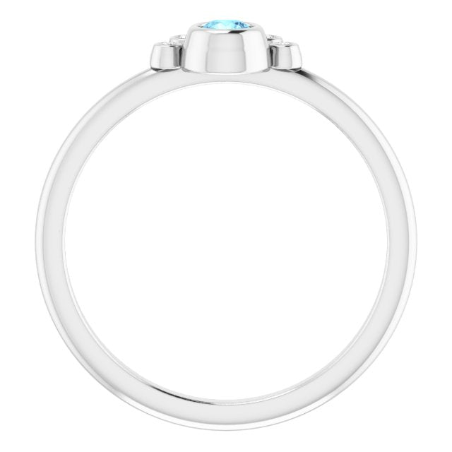 Round Natural Aquamarine & .04 CTW Natural Diamond Ring
