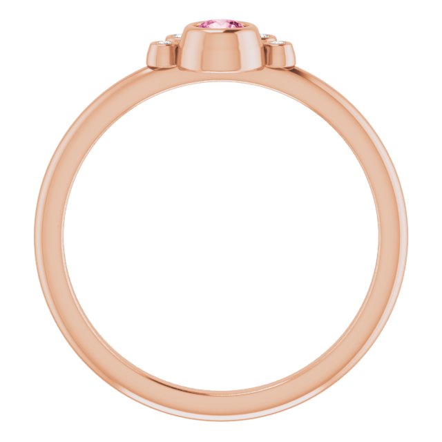 Round Natural Pink Tourmaline & .04 CTW Natural Diamond Ring