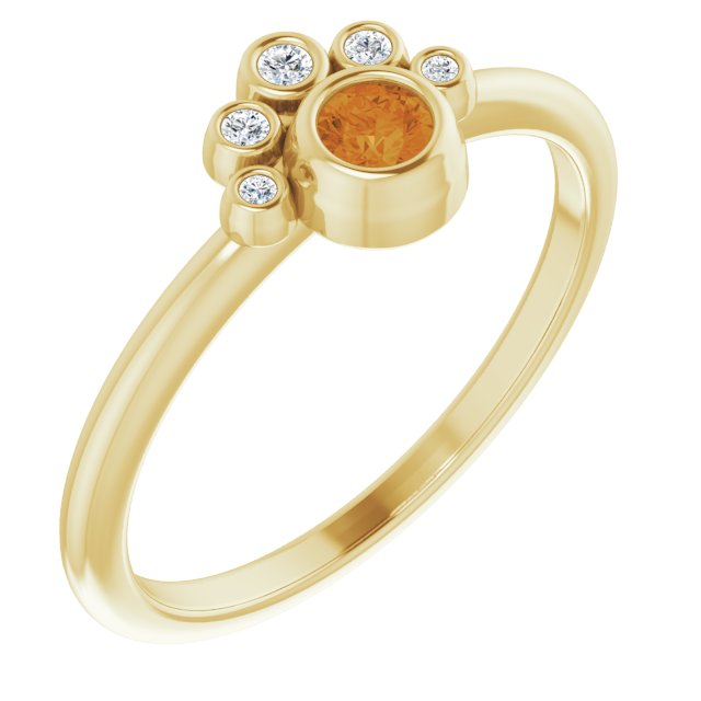 Round Natural Citrine & .04 CTW Natural Diamond Ring