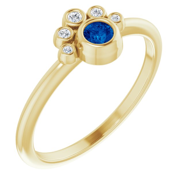 Round Natural Blue Sapphire & .04 CTW Natural Diamond Ring
