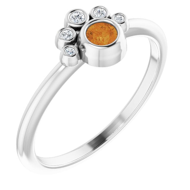 Round Natural Citrine & .04 CTW Natural Diamond Ring