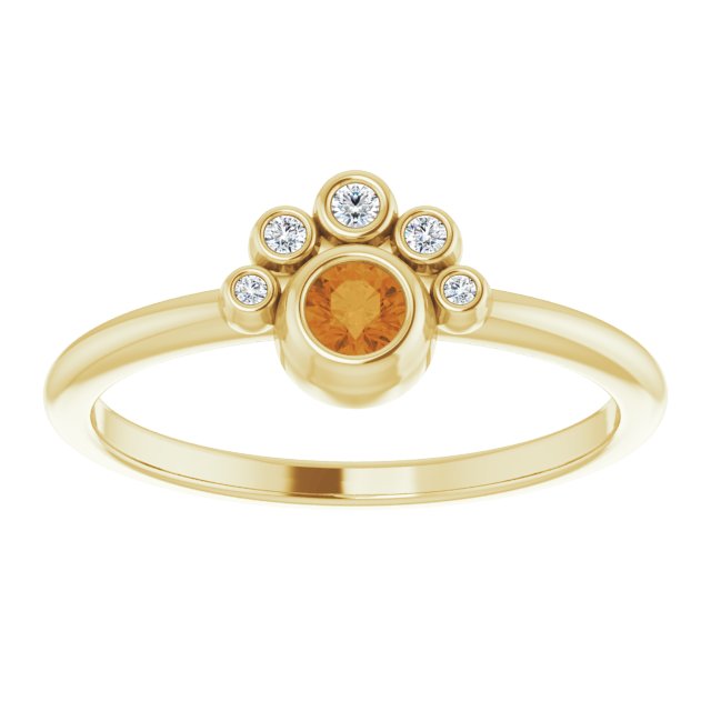 Round Natural Citrine & .04 CTW Natural Diamond Ring