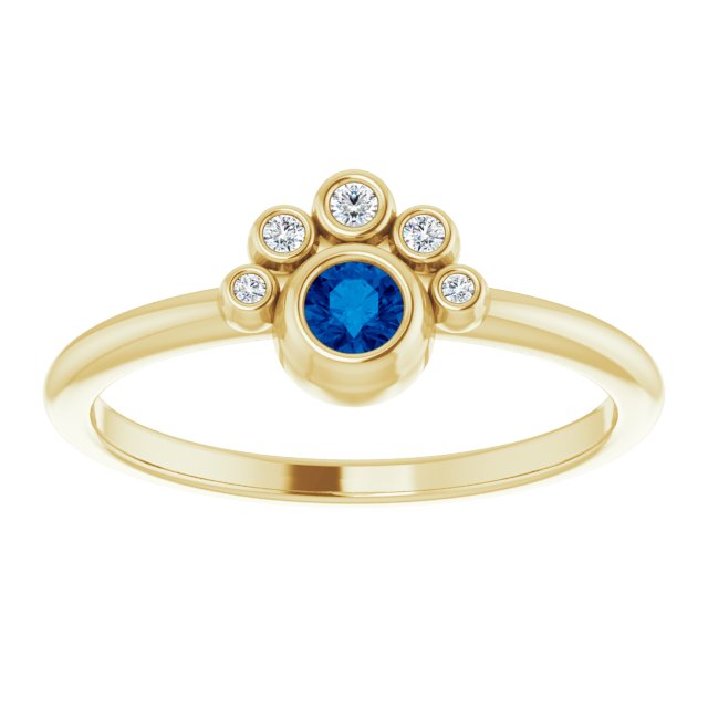 Round Natural Blue Sapphire & .04 CTW Natural Diamond Ring