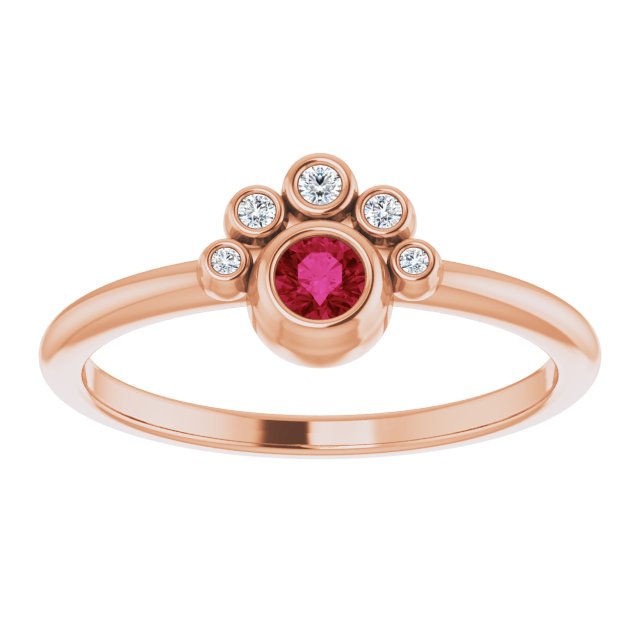 Round Natural Ruby & .04 CTW Natural Diamond Ring