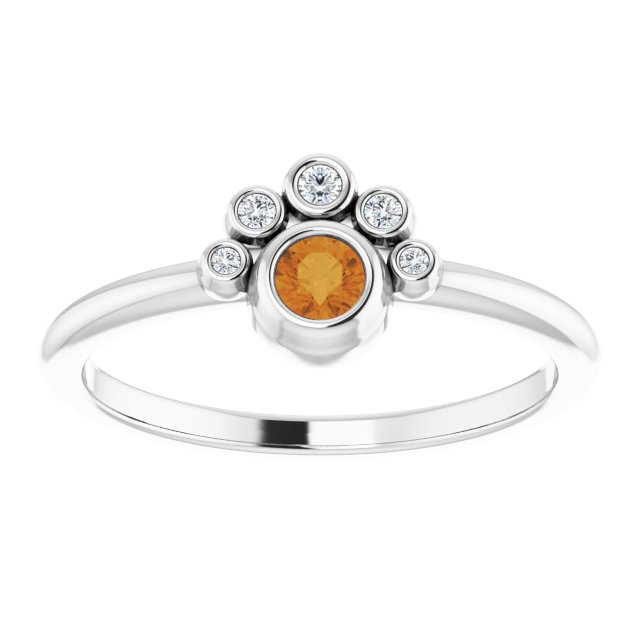 Round Natural Citrine & .04 CTW Natural Diamond Ring