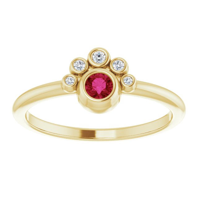 Round Natural Ruby & .04 CTW Natural Diamond Ring
