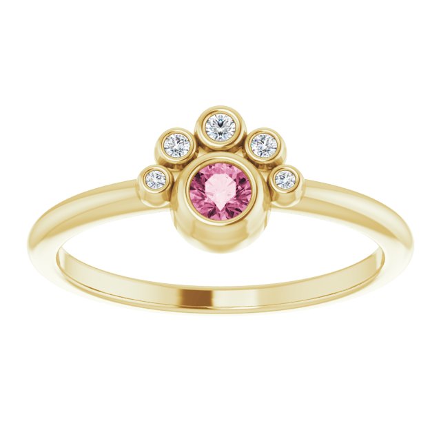 Round Natural Pink Tourmaline & .04 CTW Natural Diamond Ring