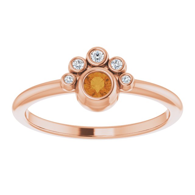 Round Natural Citrine & .04 CTW Natural Diamond Ring