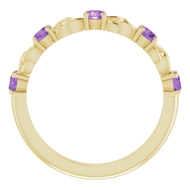 Round Natural Amethyst Stackable Ring