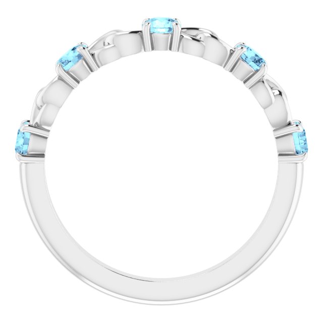 Round Natural Aquamarine Stackable Ring