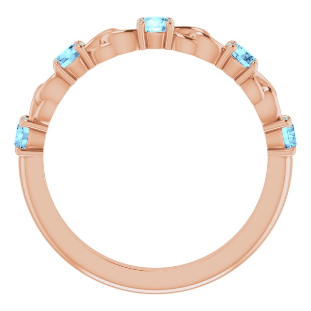 Round Natural Aquamarine Stackable Ring
