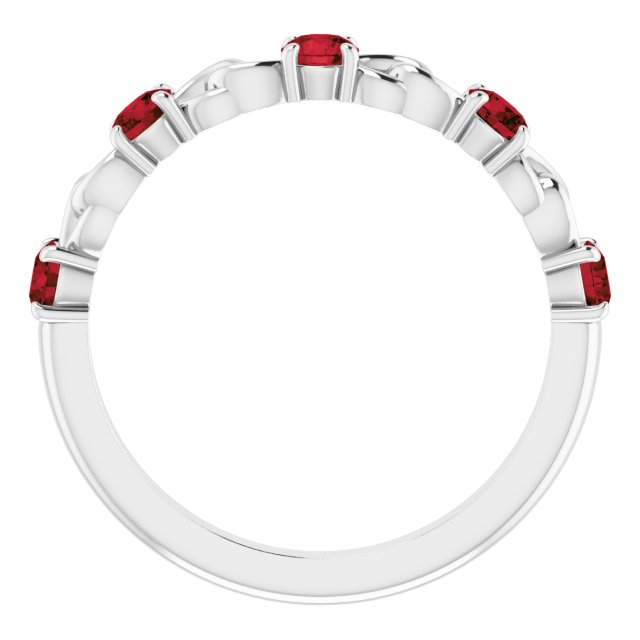 Round Natural Mozambique Garnet Stackable Ring