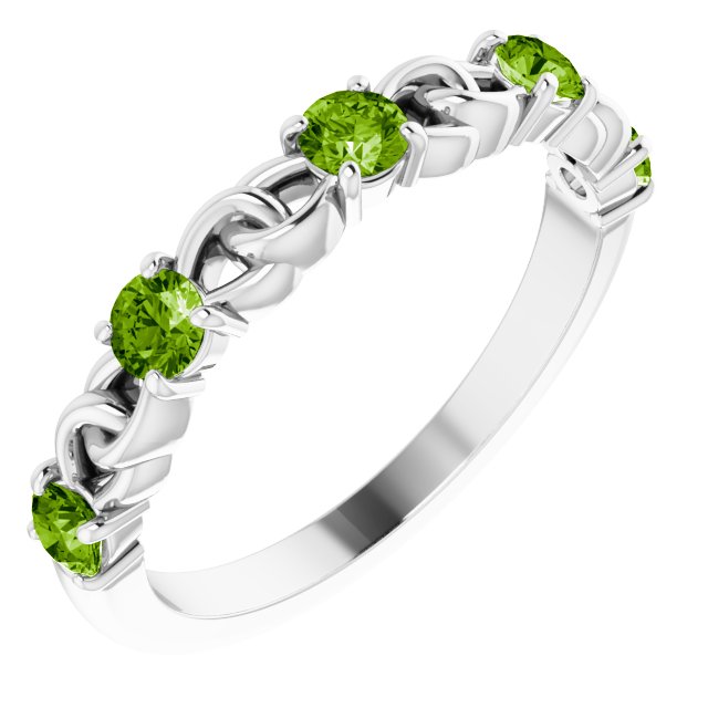 Round Natural Peridot Stackable Ring