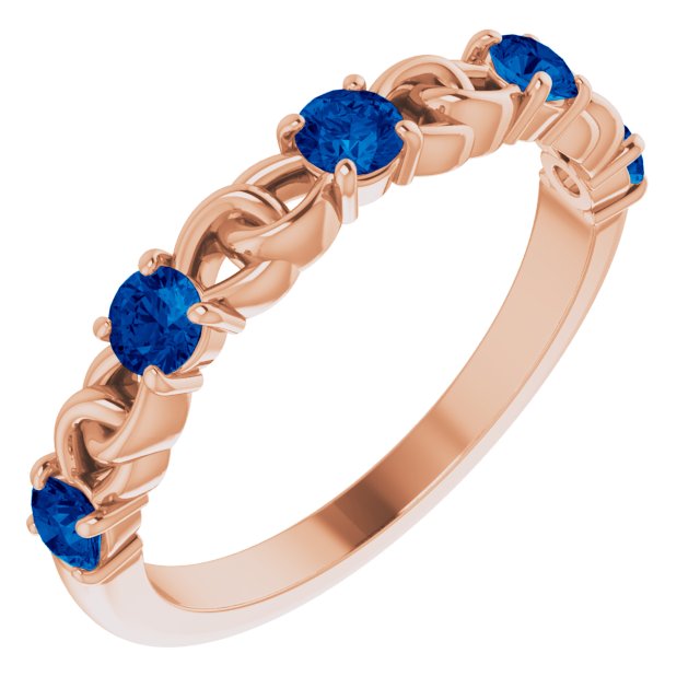 Round Natural Blue Sapphire Stackable Ring