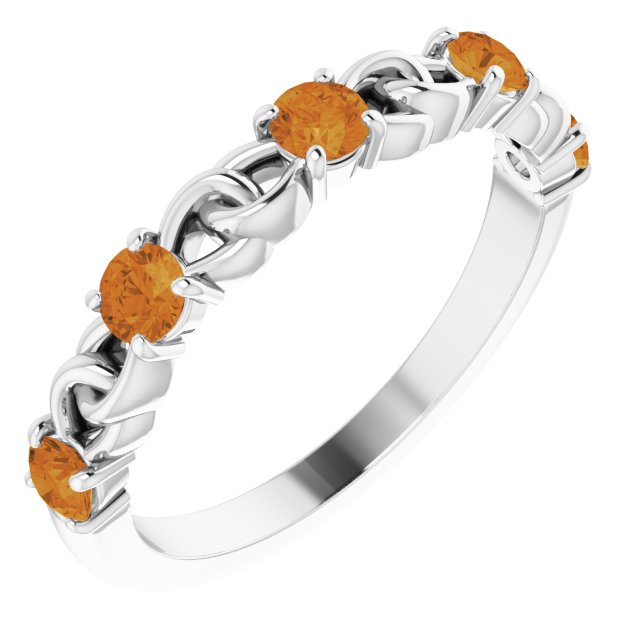 Round Natural Citrine Stackable Ring