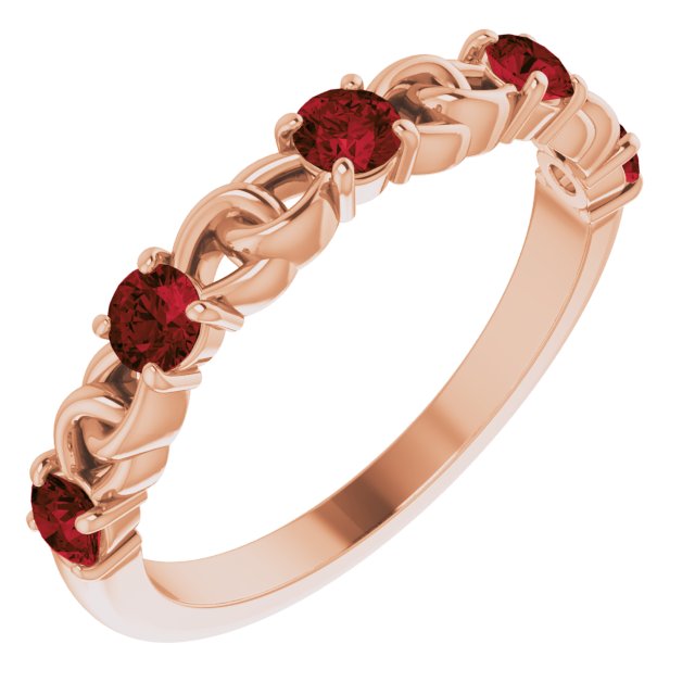Round Natural Mozambique Garnet Stackable Ring