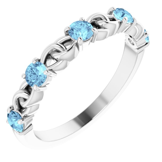 Round Natural Aquamarine Stackable Ring