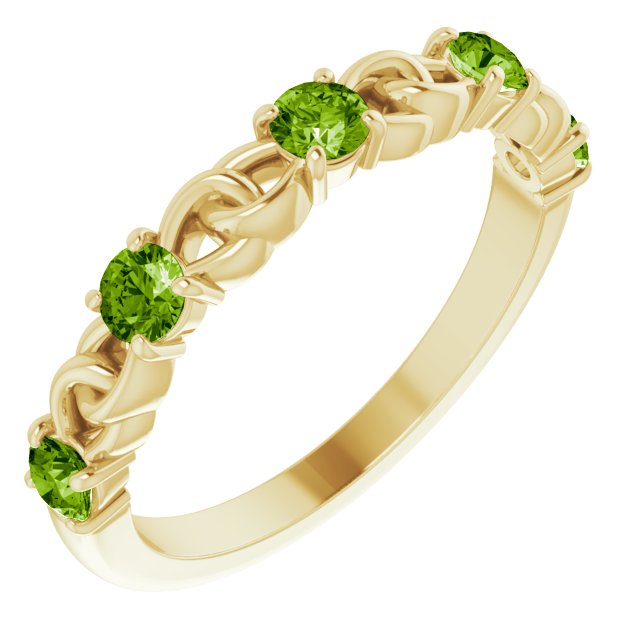 Round Natural Peridot Stackable Ring