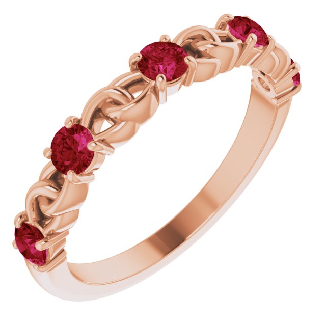 Round Natural Ruby Stackable Ring