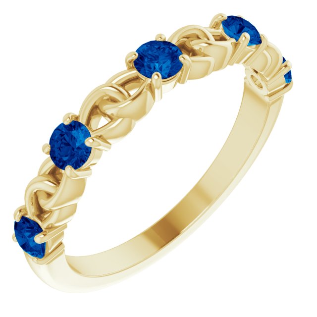 Round Lab-Grown Blue Sapphire Stackable Ring