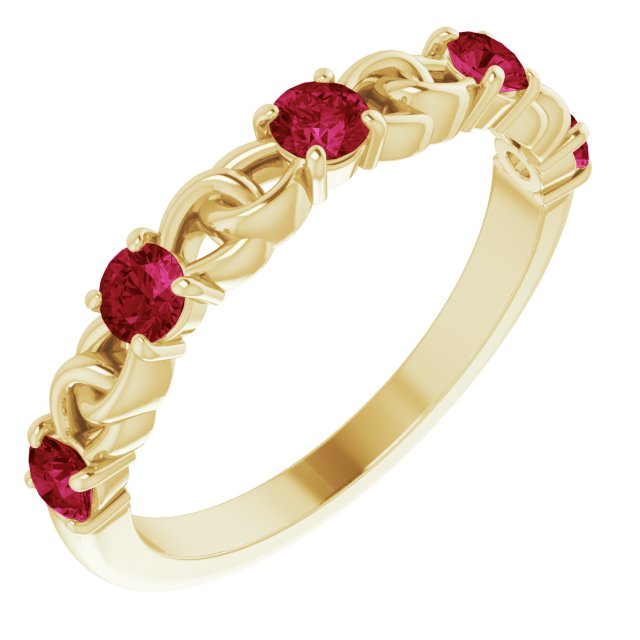 Round Natural Ruby Stackable Ring