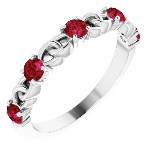 Round Natural Ruby Stackable Ring