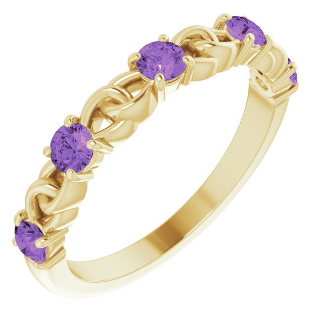 Round Natural Amethyst Stackable Ring