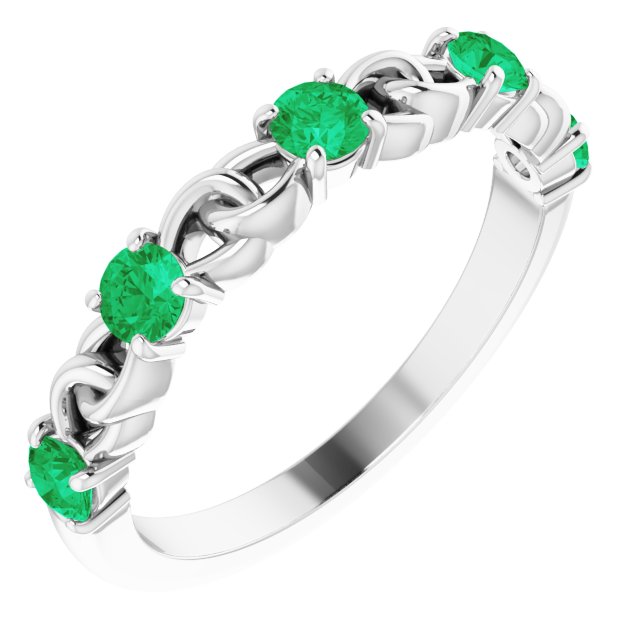 Round Lab-Grown Emerald Stackable Ring