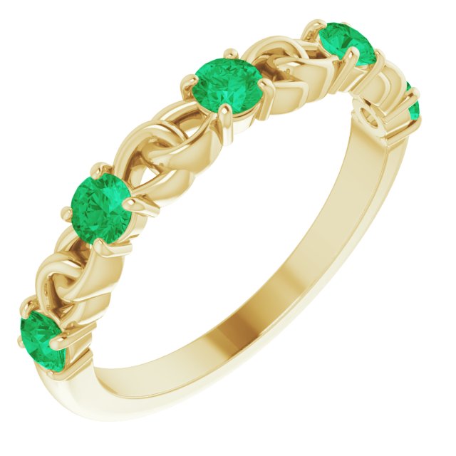 Round Lab-Grown Emerald Stackable Ring