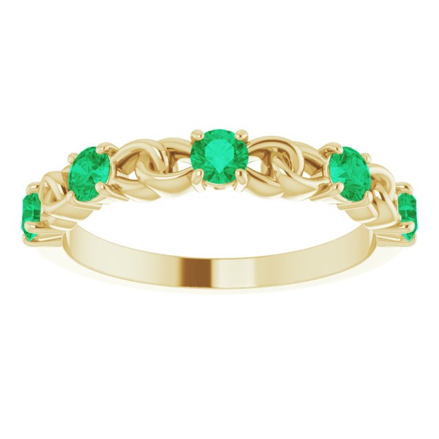 Round Lab-Grown Emerald Stackable Ring