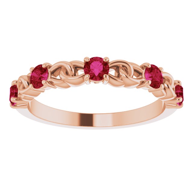 Round Natural Ruby Stackable Ring
