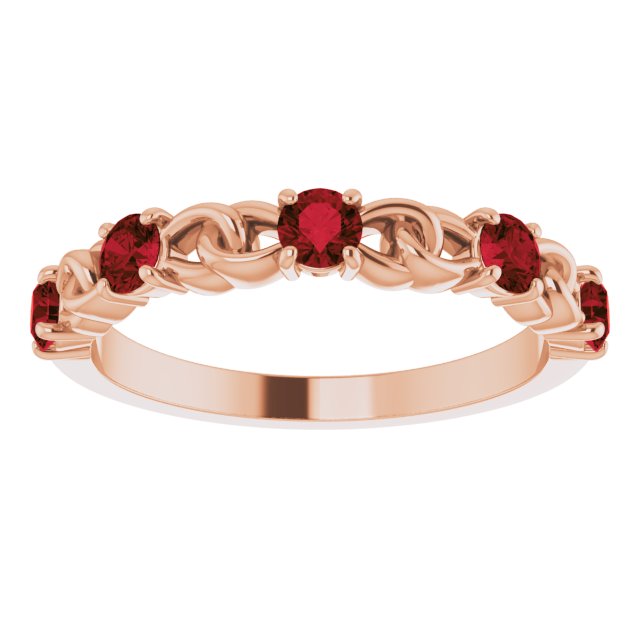 Round Natural Mozambique Garnet Stackable Ring