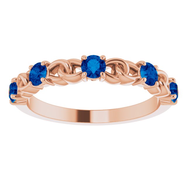 Round Lab-Grown Blue Sapphire Stackable Ring