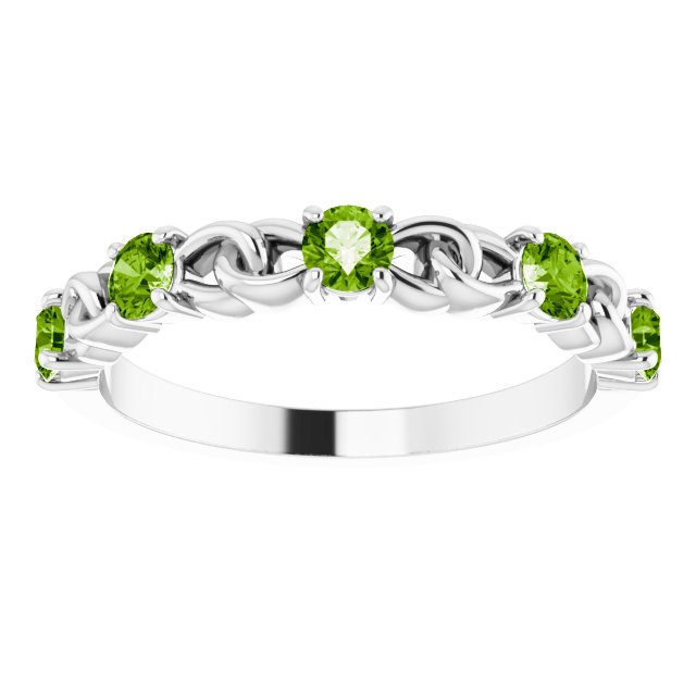 Round Natural Peridot Stackable Ring