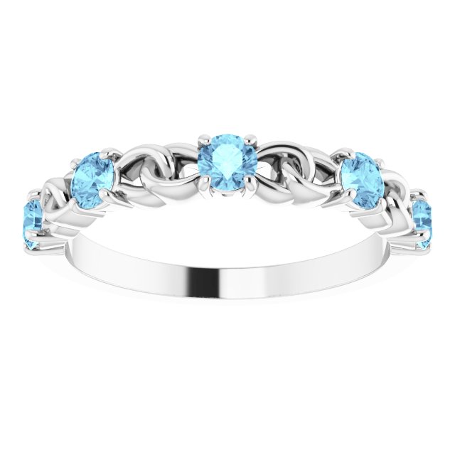 Round Natural Aquamarine Stackable Ring